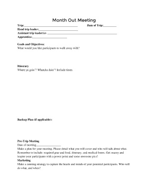 Outdoor Trip Planning Form
