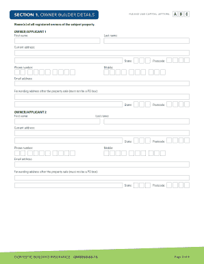 Domestic Building Insurance Application Form