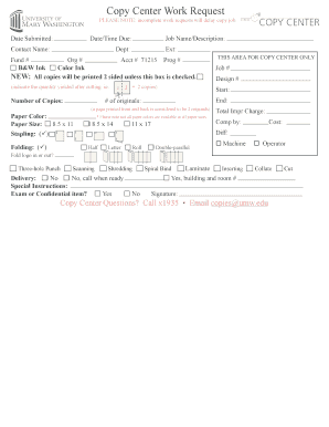 Copy Center Work Request Form