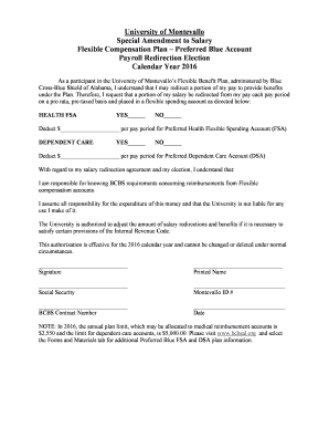 University of Montevallo Salary Redirection Election