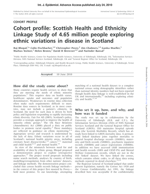 Resume template 2016 - Cohort profile Scottish Health and Ethnicity Linkage Study of 465 bb - ije oxfordjournals