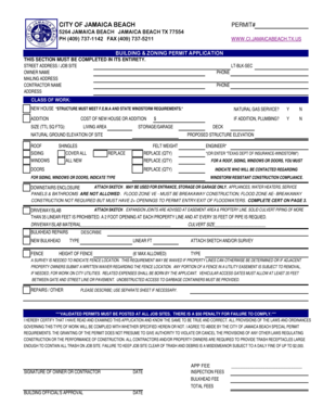 BUILDING ZONING PERMIT APPLICATION THIS SECTION MUST BE - ci jamaicabeach tx