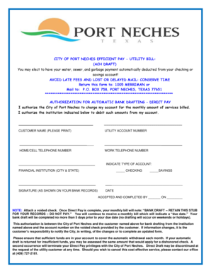 City of port neches efficient pay - utility bill (ach draft)