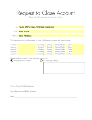 Request to Close Account Letter
