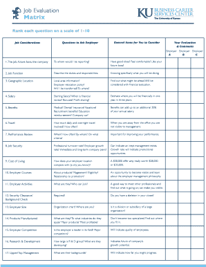 Job Evaluation Matrix