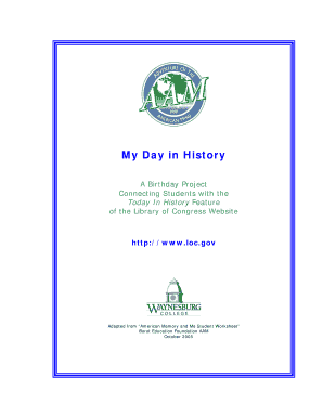 My Day in History Student Worksheet