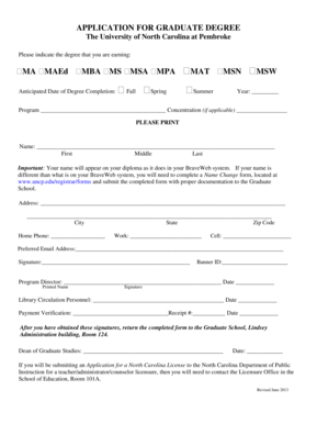 Graduate Degree Application
