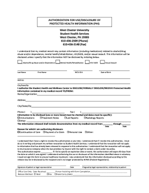 Authorization for Use/Disclosure of Protected Health Information