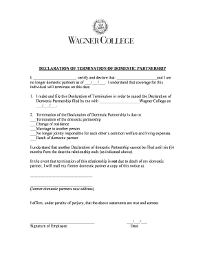 Declaration of Termination of Domestic Partnership