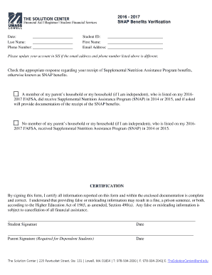 SNAP Benefits Verification Form