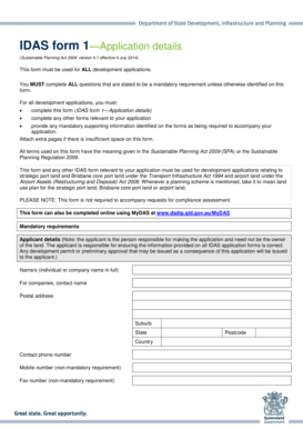 IDAS Form 1—Application Details