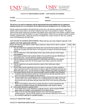 Faculty Mentoring Guide - Advanced Standing
