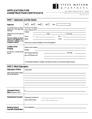 Application for Construction Certificate