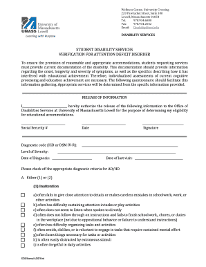 Student ADHD Verification Form
