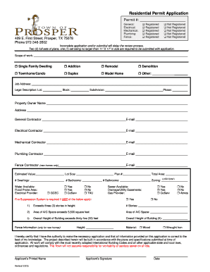 Residential Permit Application - Prosper Texas