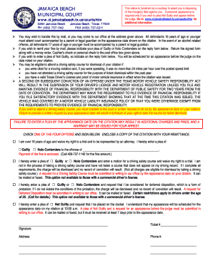 Texas Traffic Citation Response Form