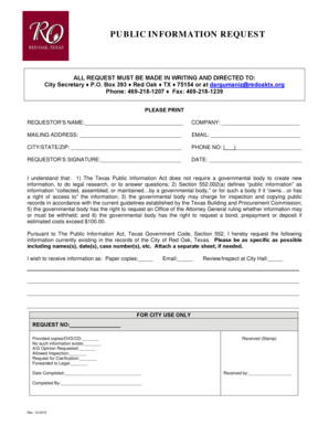 Texas Public Information Request Form