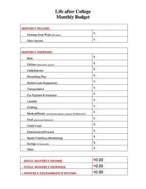 Monthly Budget Template
