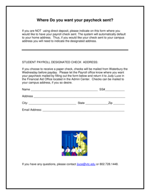 Student Payroll Designated Check Address Form