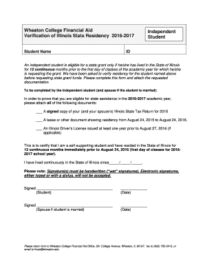 Illinois State Residency Verification Form