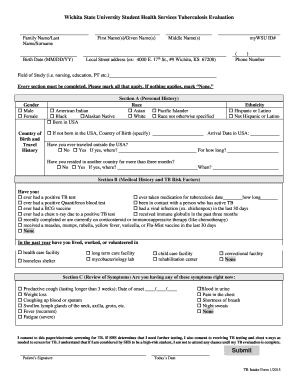 Wichita State University Tuberculosis Evaluation Form