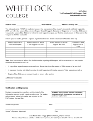 Verification of Child Support Paid Form