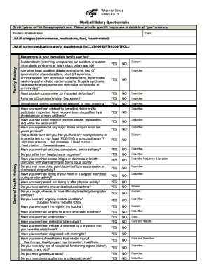 Medical History Questionnaire for Student-Athletes