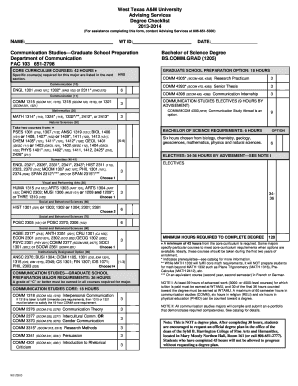 West Texas A&M University Degree Checklist