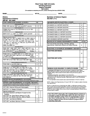 West Texas A&M University Degree Checklist