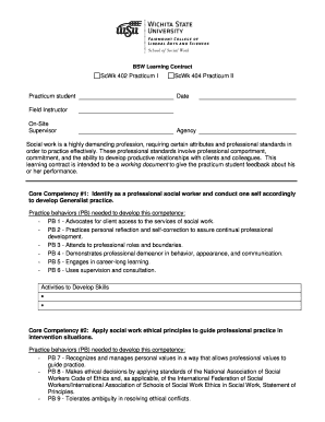 Social Work Practicum Learning Contract