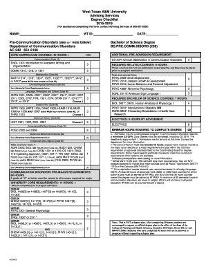 West Texas A&M University Degree Checklist