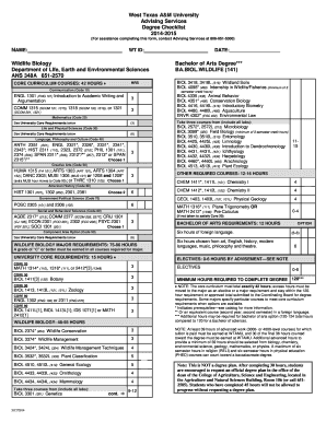 West Texas A&M University Degree Checklist