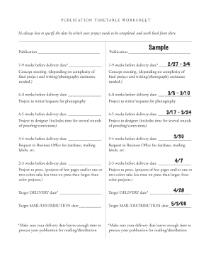 Publication Timeline Worksheet