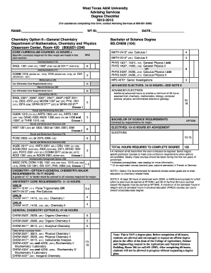West Texas A&M University Degree Checklist