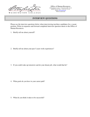 INTERVIEW QUESTIONS - Washington College - washcoll