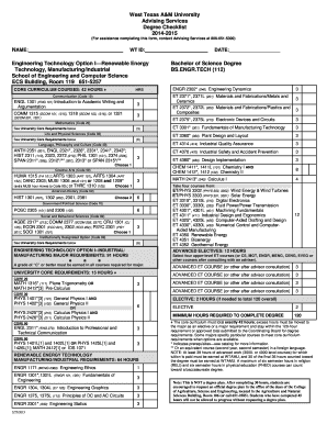 West Texas A&M University Degree Checklist
