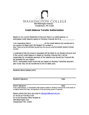 Credit Balance Transfer Authorization