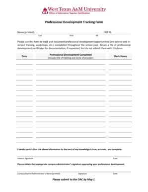 Professional Development Tracking Form