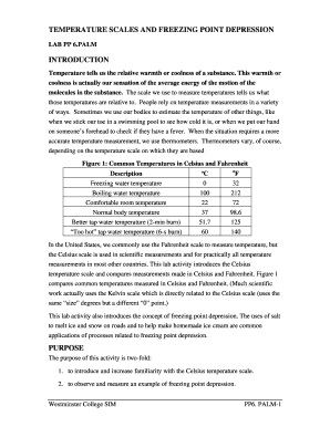 Temperature Scales and Freezing Point Depression Lab