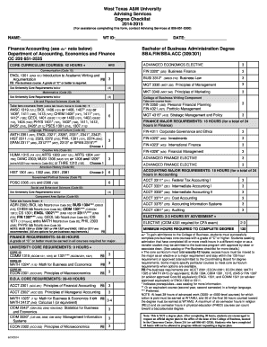 West Texas A&M University Degree Checklist
