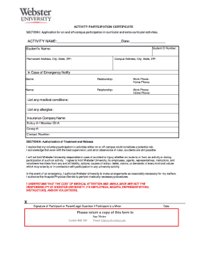 Solo parent certification sample - ACTIVITY PARTICIPATION CERTIFICATE - Webster University