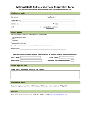 Time chart template - (This form should be completed by the Neighborhood Leader, submit by Monday, April 20, 2015) - prairieviewtexas