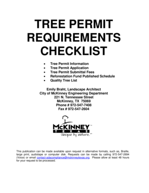 Sample consulting proposal pdf - TREE PERMIT REQUIREMENTS CHECKLIST - McKinney TX - mckinneytexas