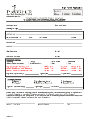 General application - Sign Permit Application Permit #: Sign: Electrical: 409 E