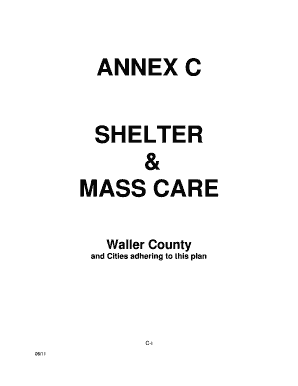 Cleaning list template - ANNEX C SHELTER MASS CARE - City of Prairie ViewTexas