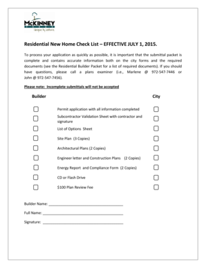 Cdphp prior authorization - Residential New Home Check List EFFECTIVE JULY 1 2015 - mckinneytexas