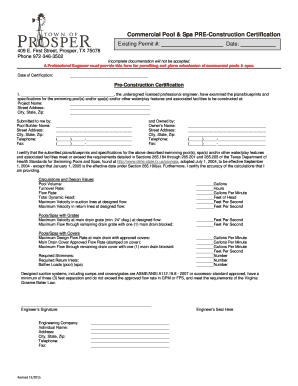 Abstract example - Commercial Pool & Spa PREConstruction Certification