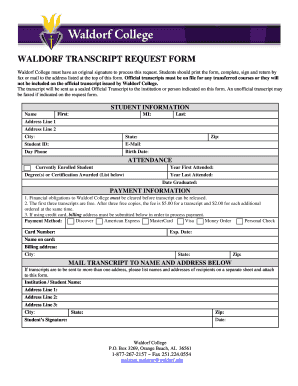 Waldorf Transcript Request Form