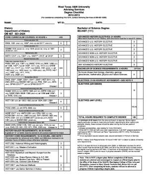 West Texas A&M University Degree Checklist