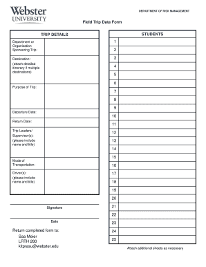Field Trip Data Form